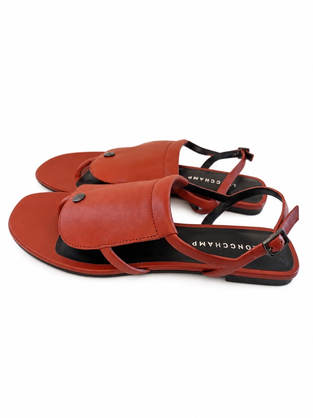 Longchamp le Pilage Shield leather Sandal red Size EU 41 US 10 made in Italy NEW